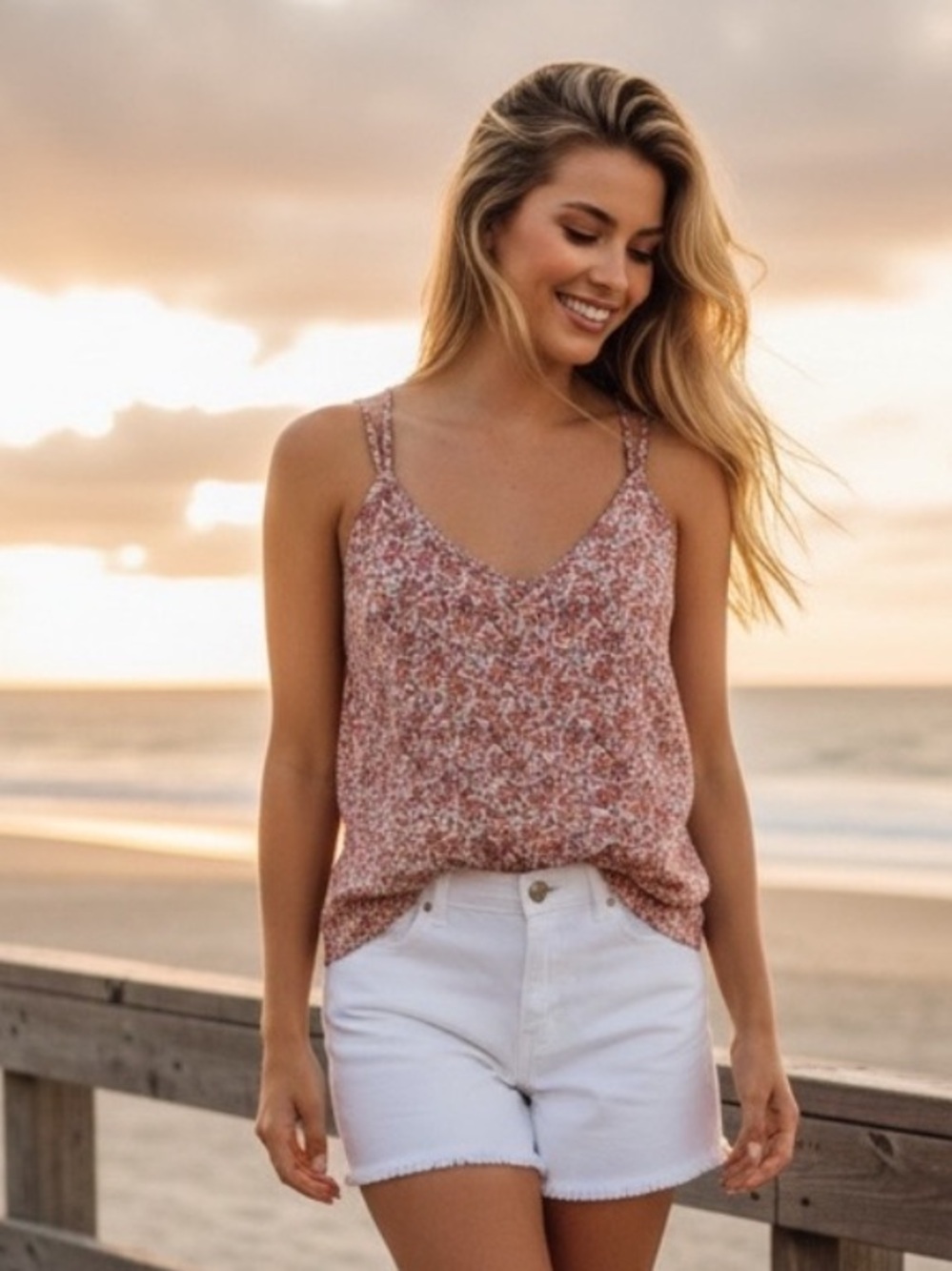 NWT Papermoon x Stitch Fix‎ Strappy Ditsy Print Tank Top Summer Vacation Resort